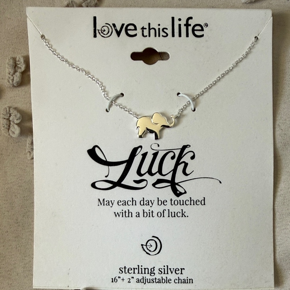 Love This Life Silver Elephant Necklace